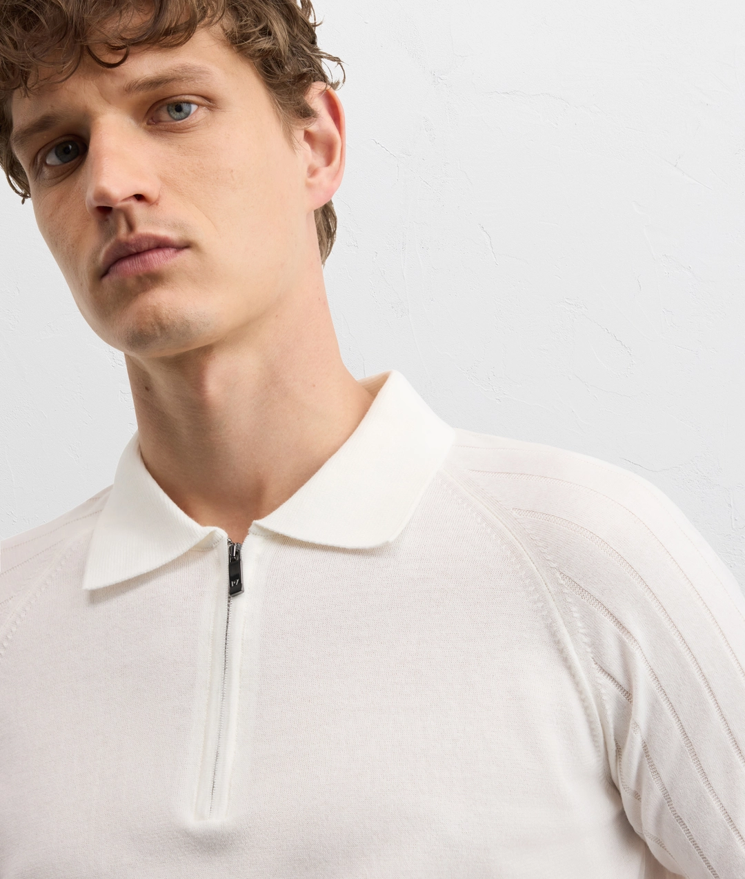 white cotton raglan short sleeved polo shirt — photo 5 of 5