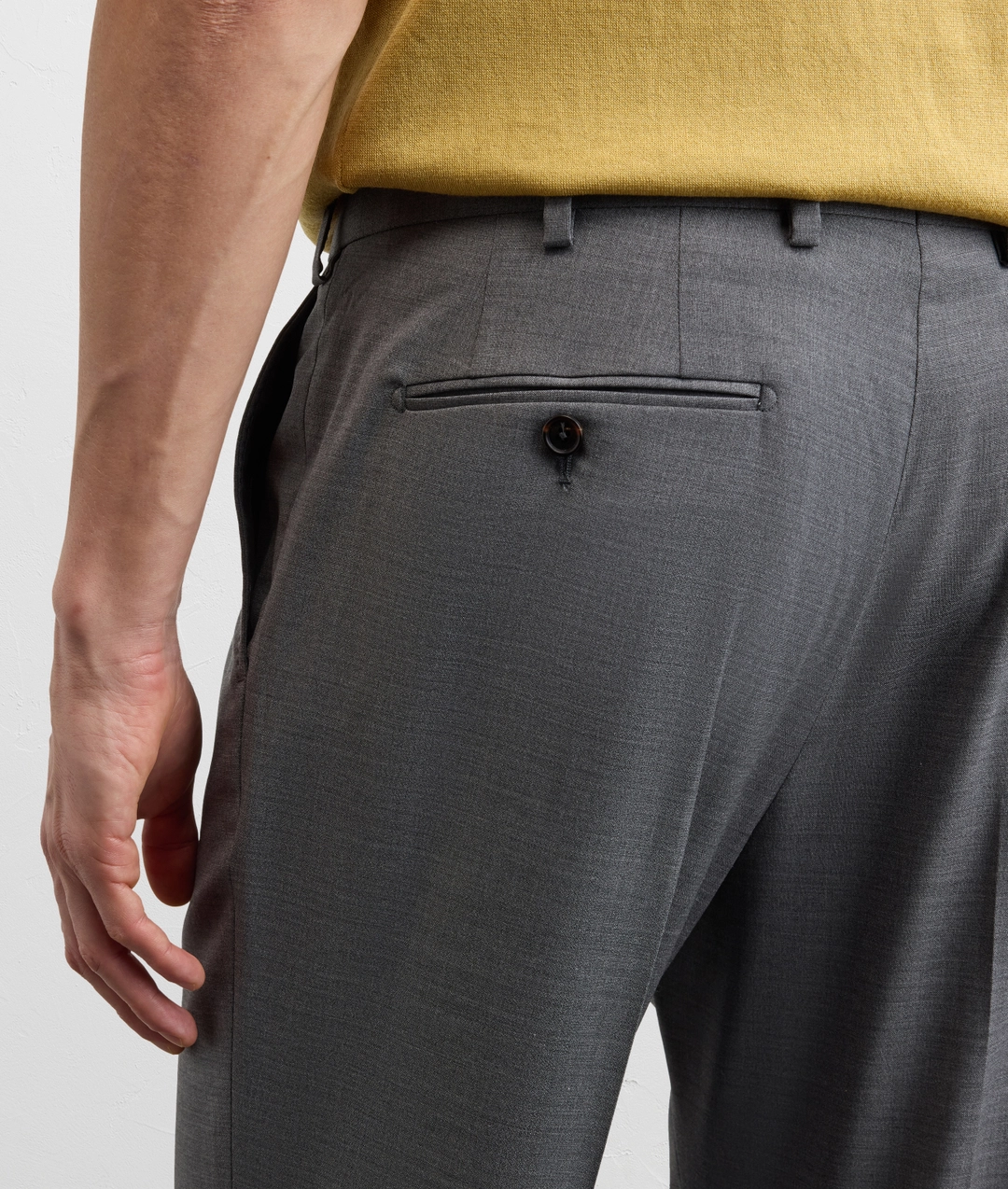 light grey melange solid color virgin wool and elastane trousers — photo 5 of 5