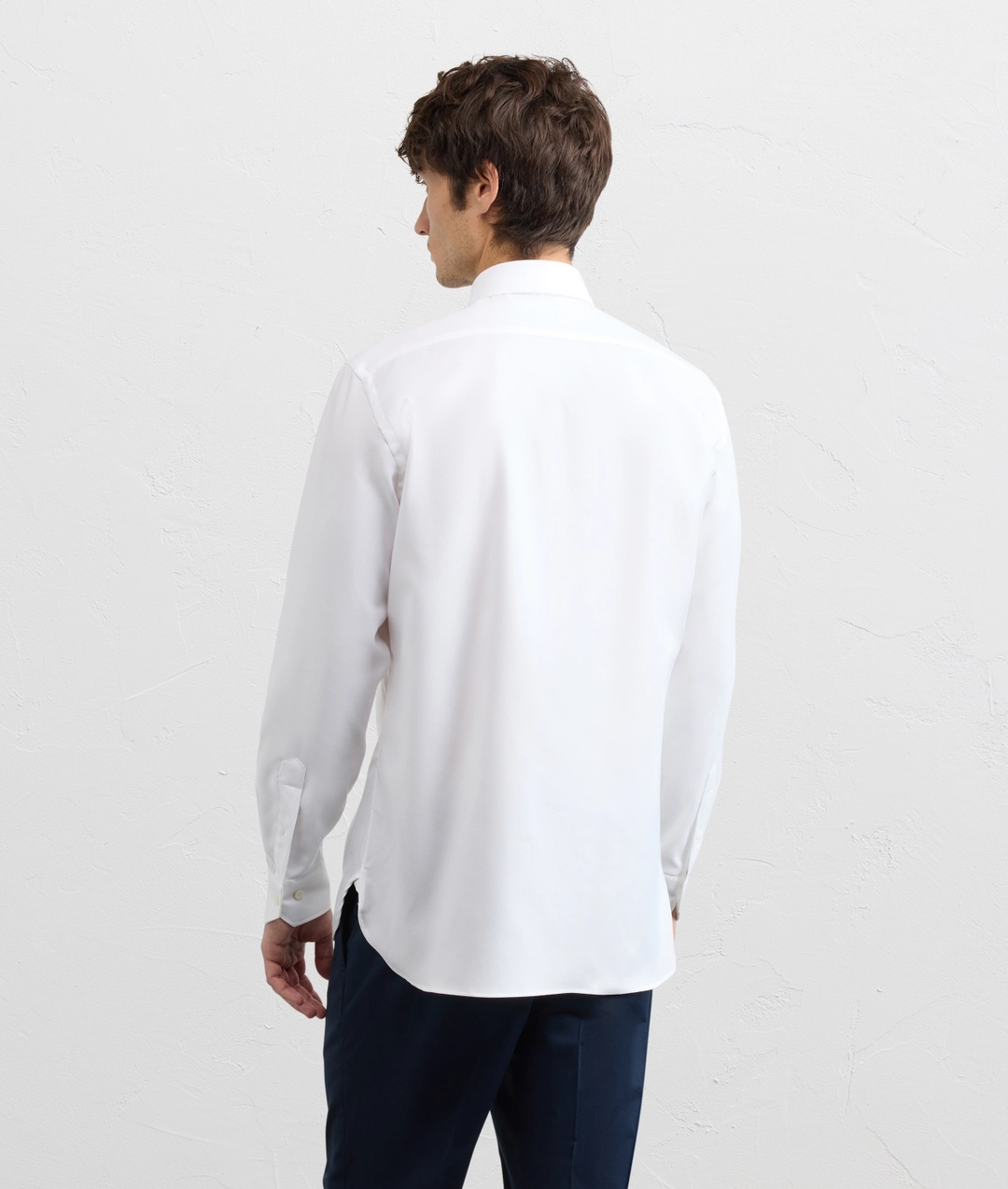white non iron cotton shirt with milano collar and standard cuff with pinned tip — photo 4 of 5