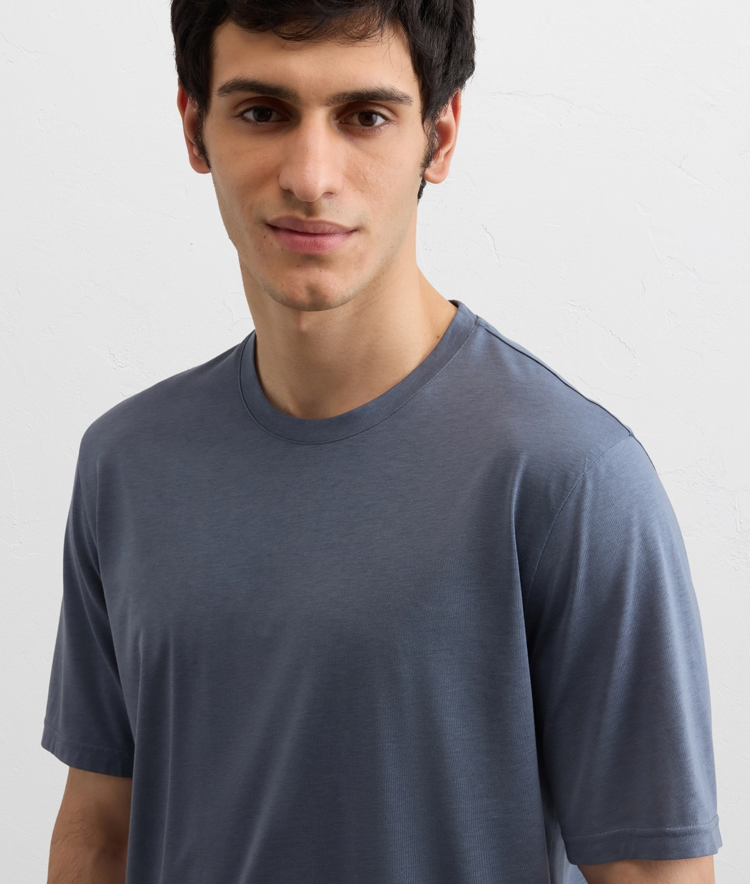 light blue cotton and lyocell jersey t shirt — photo 5 of 5