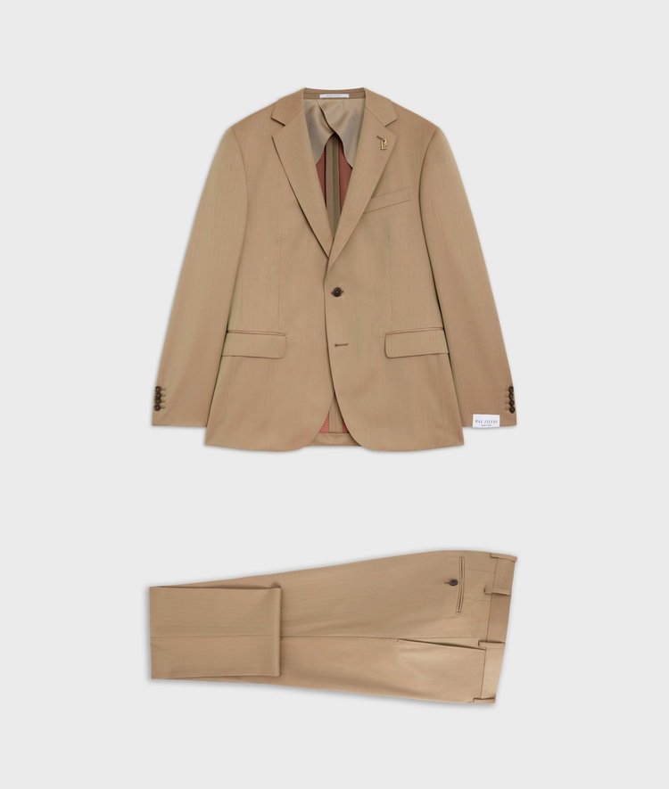 Vicenza line dress in light brown virgin wool solaro super 130s
