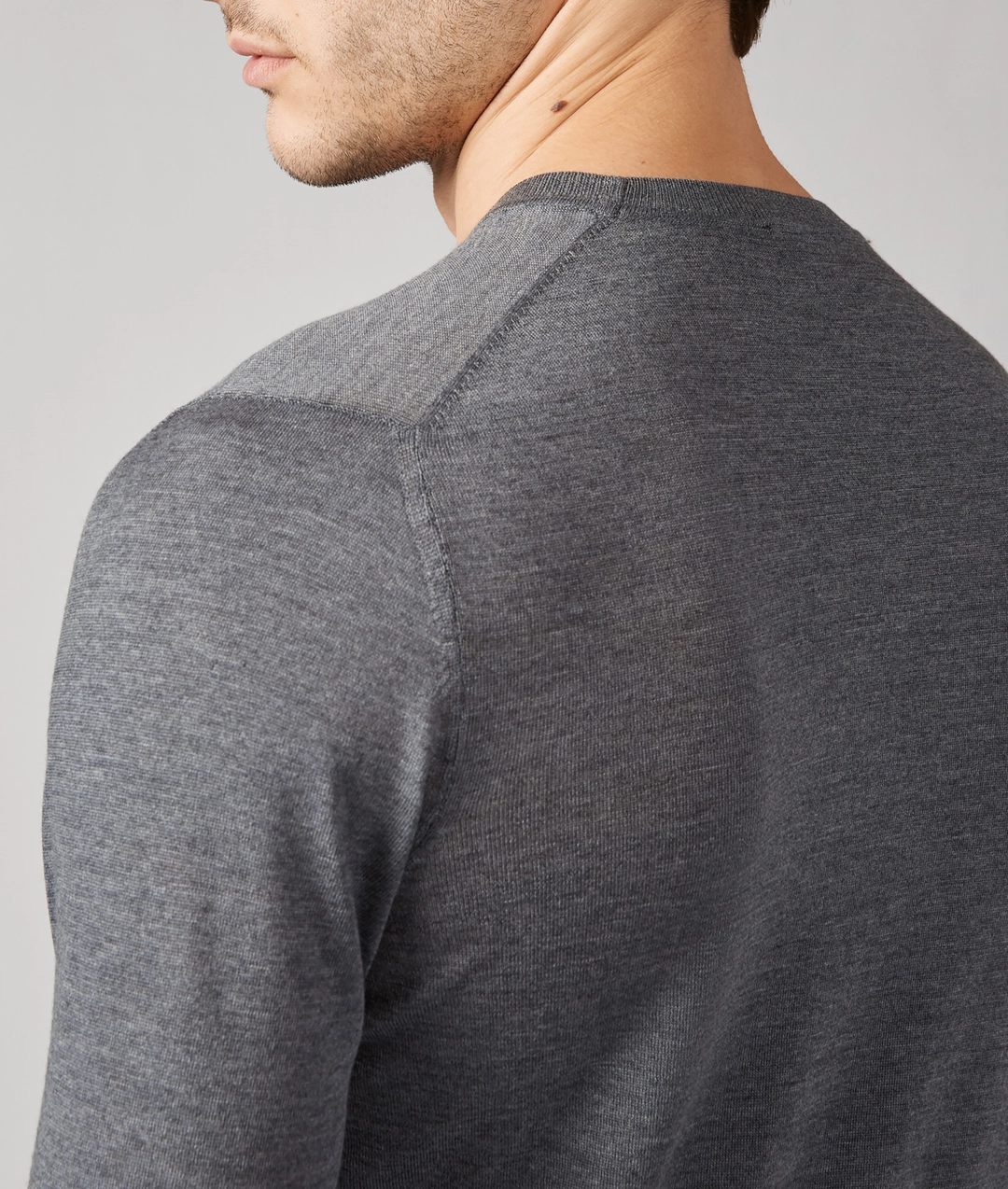 Crewneck Sweater in Virgin Wool Grey — photo 6 of 6