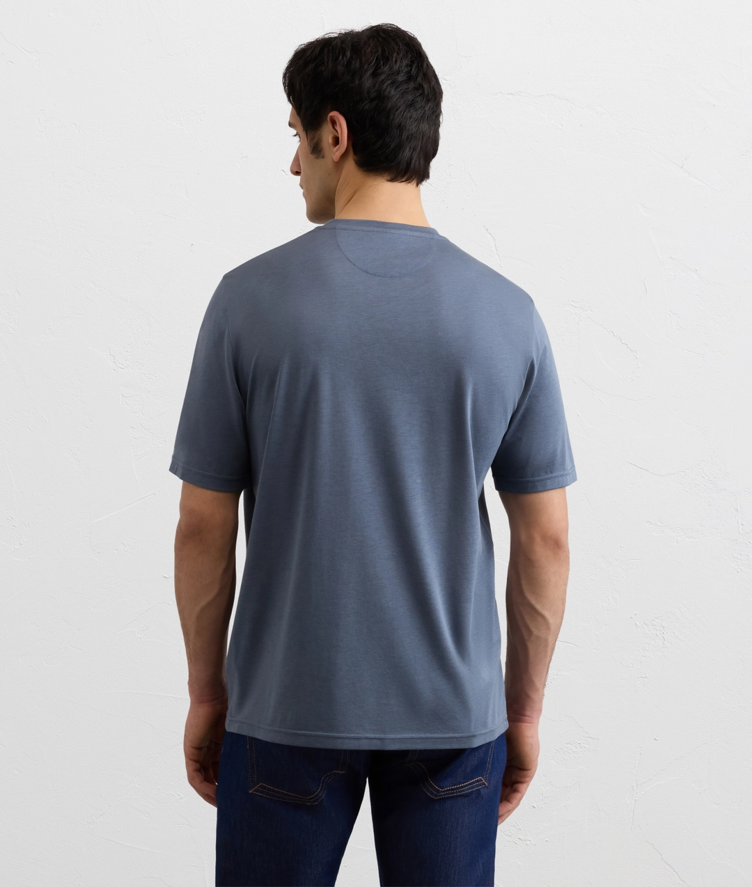 light blue cotton and lyocell jersey t shirt — photo 4 of 5