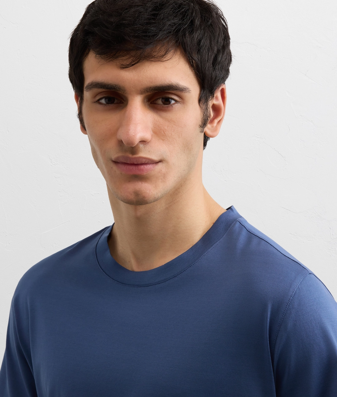 light blue mercerized cotton jersey short sleeved t shirt — photo 5 of 5