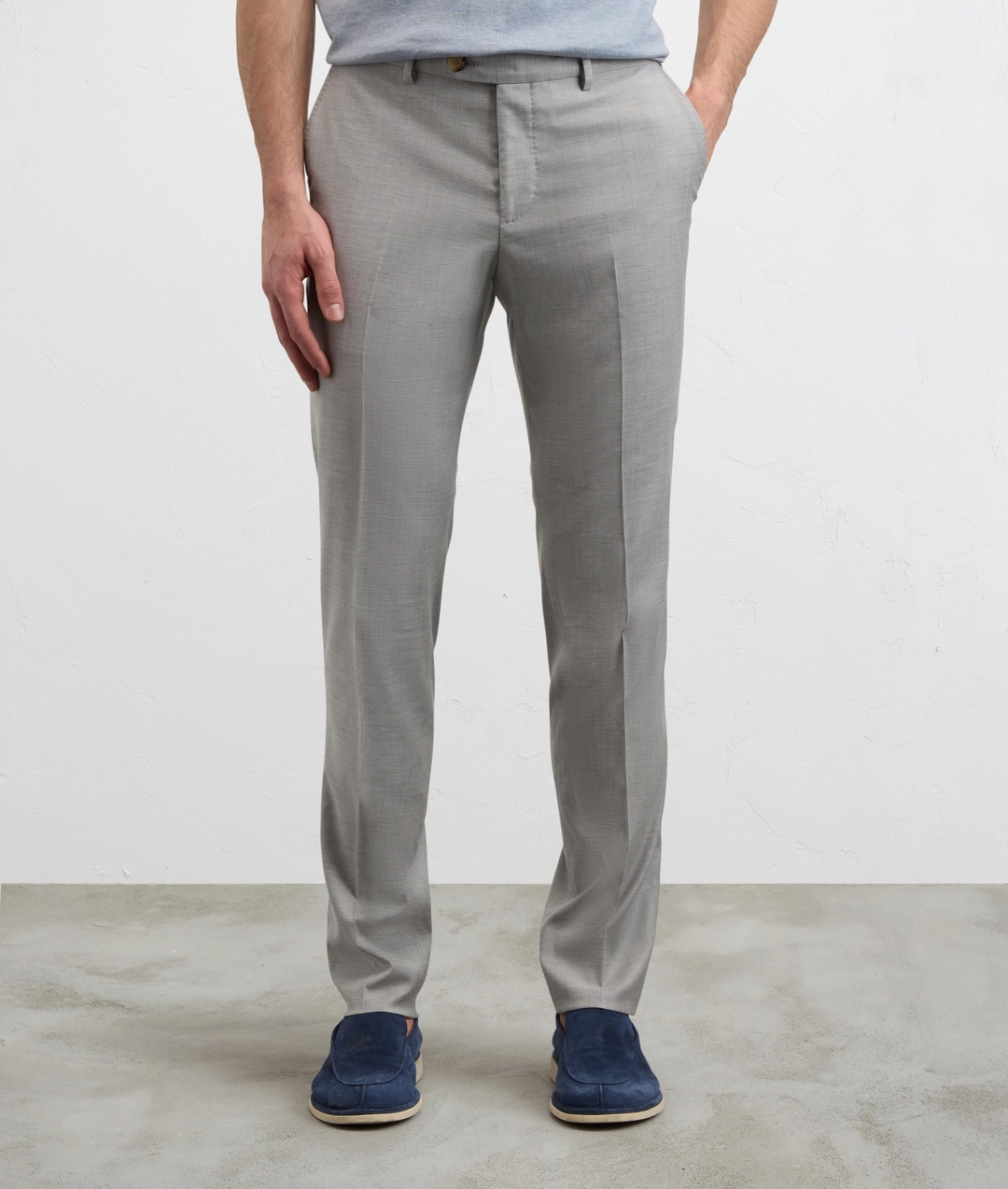 light grey stretch wool viscose and elastane trousers — photo 3 of 5