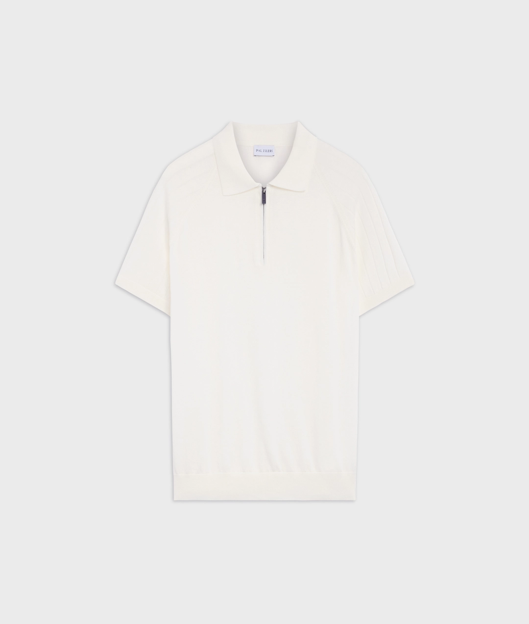 white cotton raglan short sleeved polo shirt