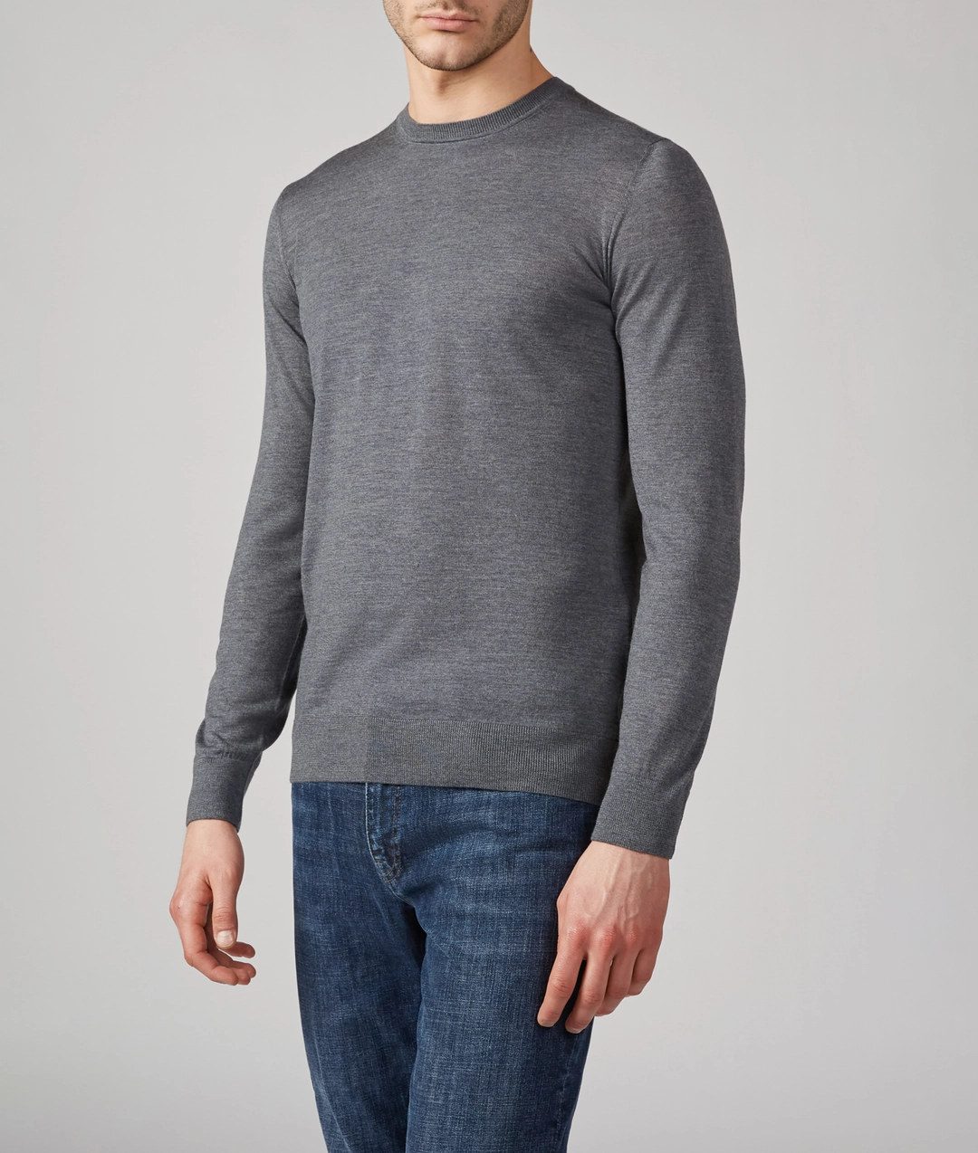 Crewneck Sweater in Virgin Wool Grey — photo 3 of 6