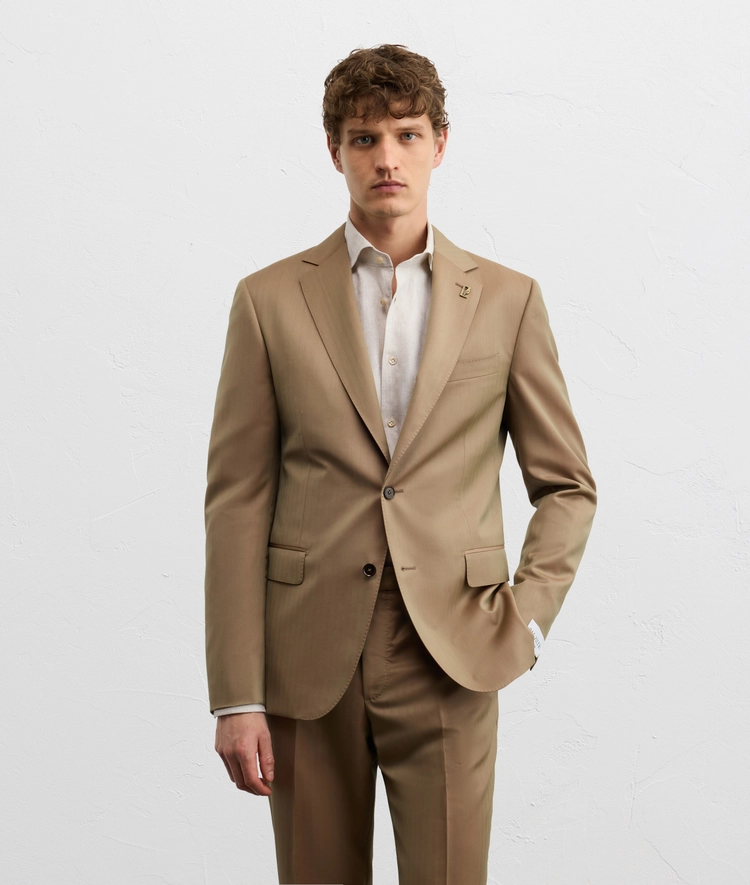 Vicenza line dress in light brown virgin wool solaro super 130s — photo 3 of 5