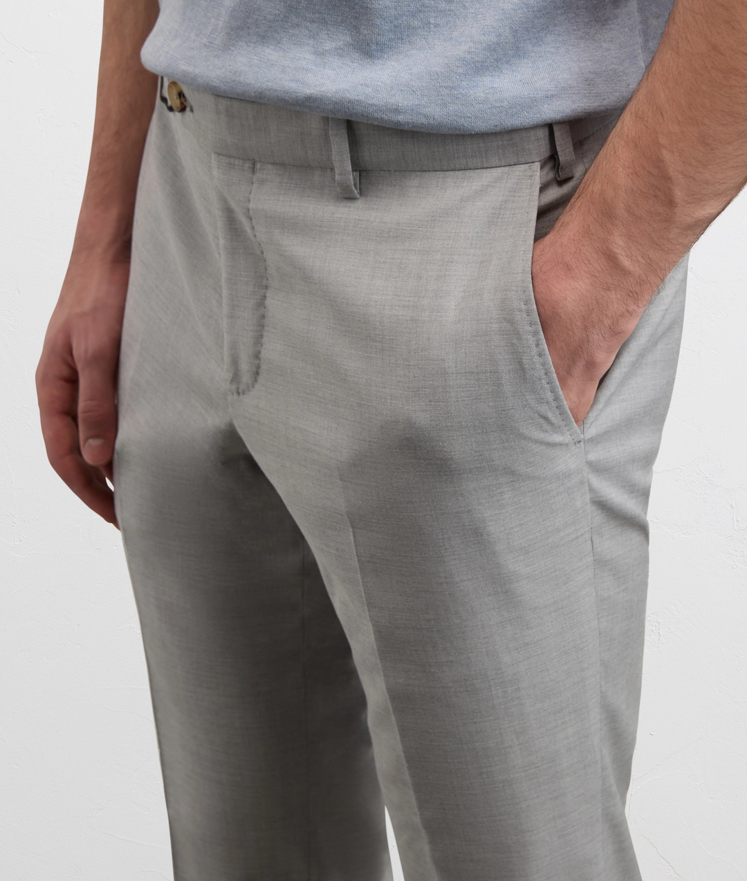 light grey stretch wool viscose and elastane trousers — photo 5 of 5