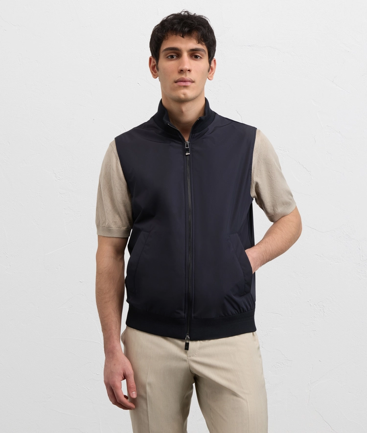 navy blue water repellent lightweight polyester vest — photo 3 of 5