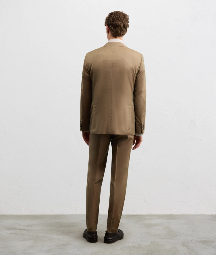 Vicenza line dress in light brown virgin wool solaro super 130s — photo 4 of 5