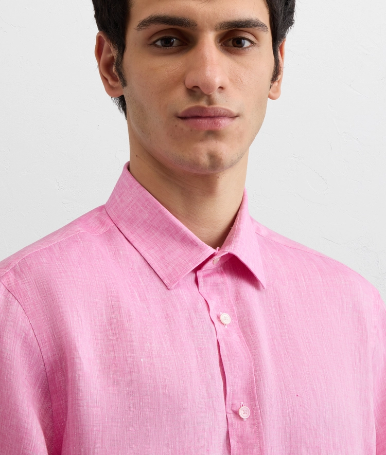 pink linen shirt with small Bologna collar — photo 5 of 5