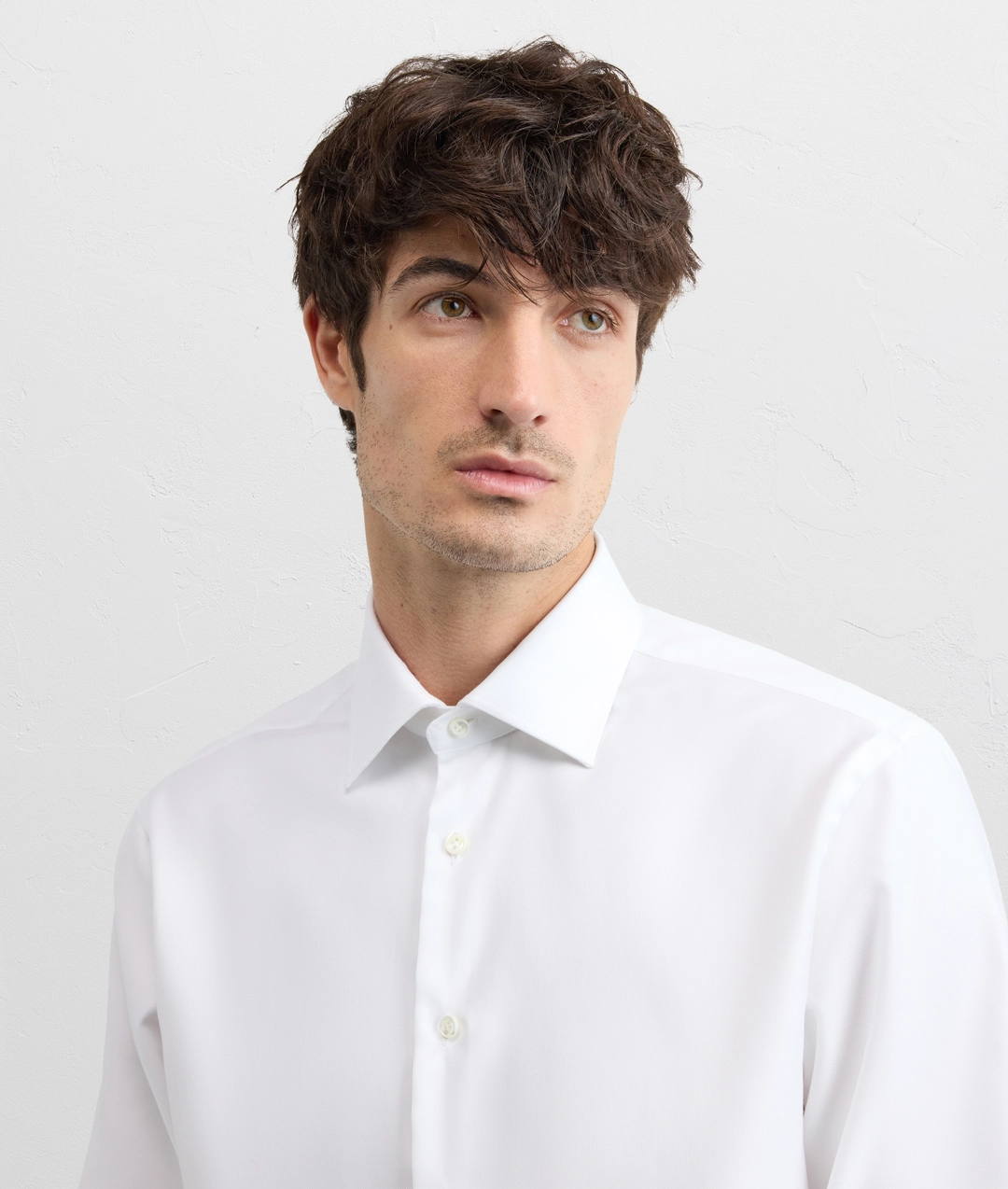 white non iron cotton shirt with milano collar and standard cuff with pinned tip — photo 5 of 5