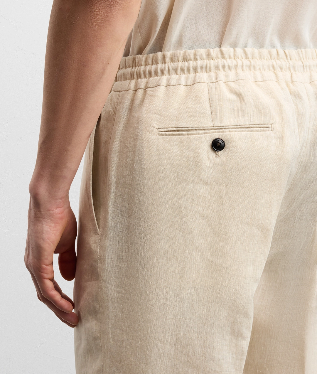 natural colored flamed linen drawstring trousers — photo 5 of 5