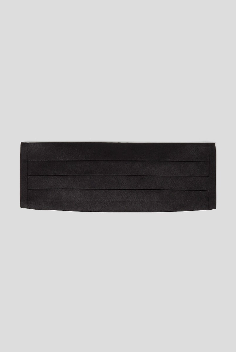 Cummerbund in Silk Satin Pleated with Adjustable Length Black