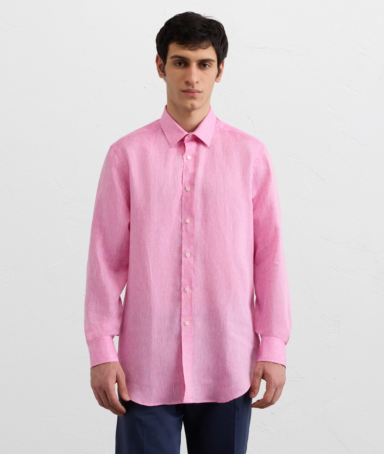pink linen shirt with small Bologna collar — photo 3 of 5