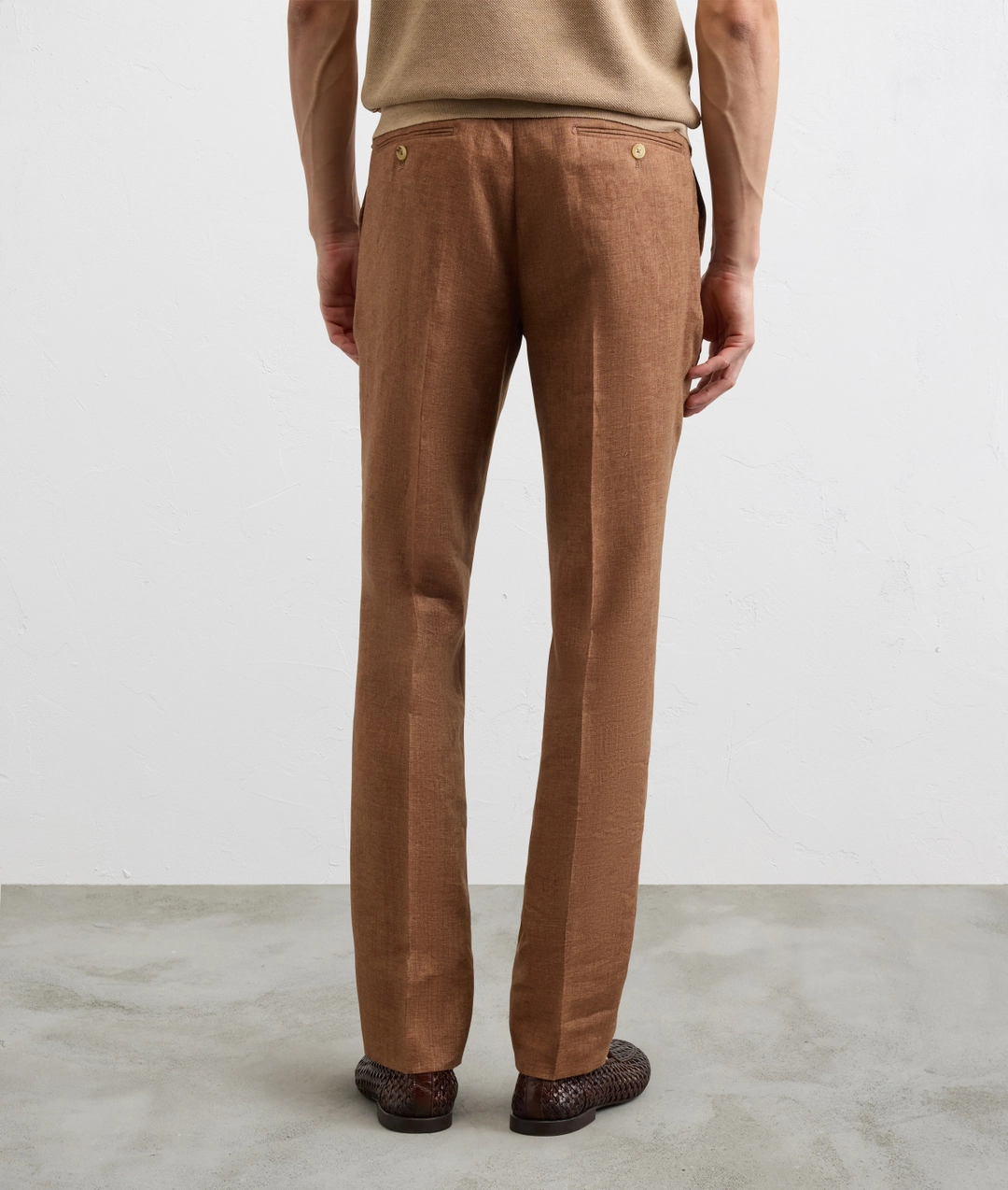 light brown flax pleated trousers — photo 4 of 5