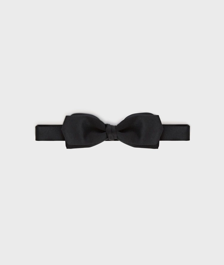 black satin effect wool and polyester bow tie