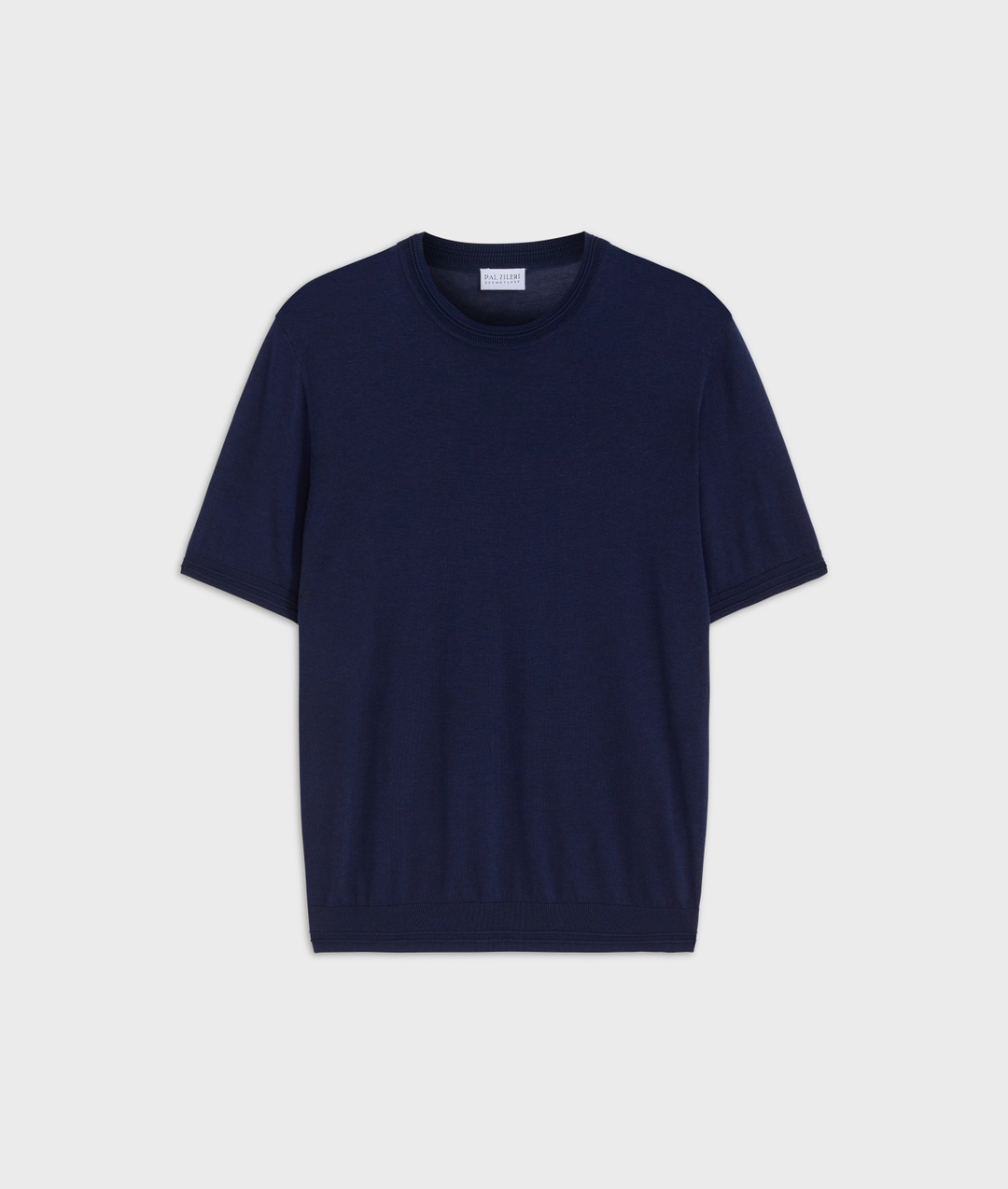 navy blue cotton and silk lyocell jersey knit t shirt