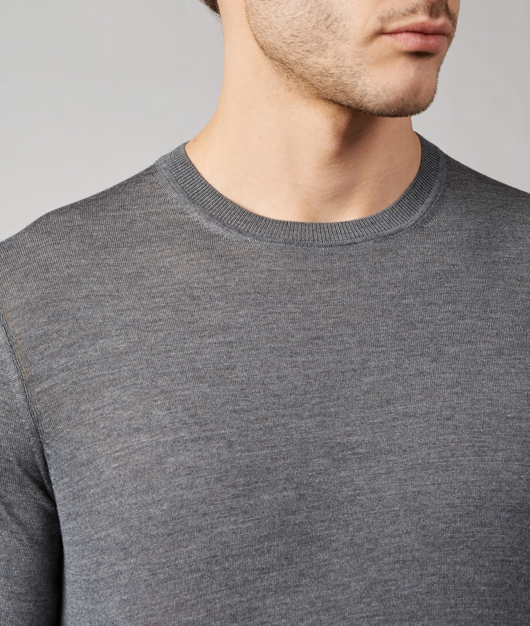 Crewneck Sweater in Virgin Wool Grey — photo 5 of 6