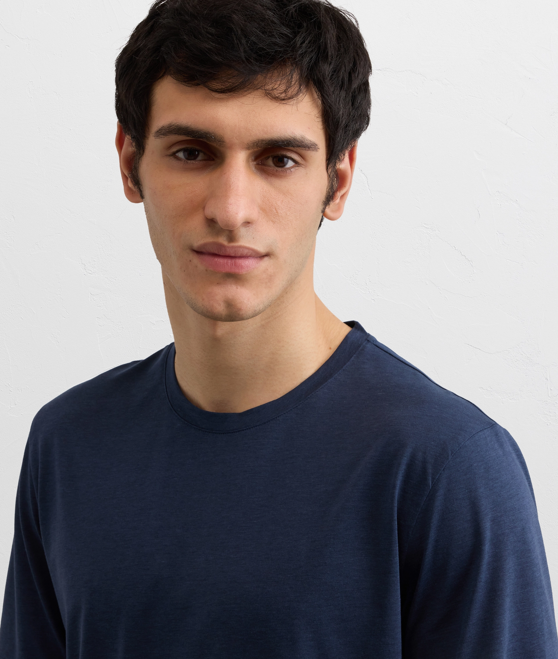navy blue lightweight cotton and lyocell jersey t shirt — photo 5 of 5