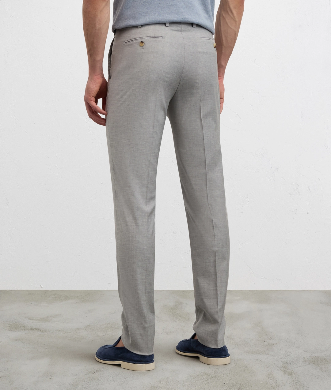light grey stretch wool viscose and elastane trousers — photo 4 of 5
