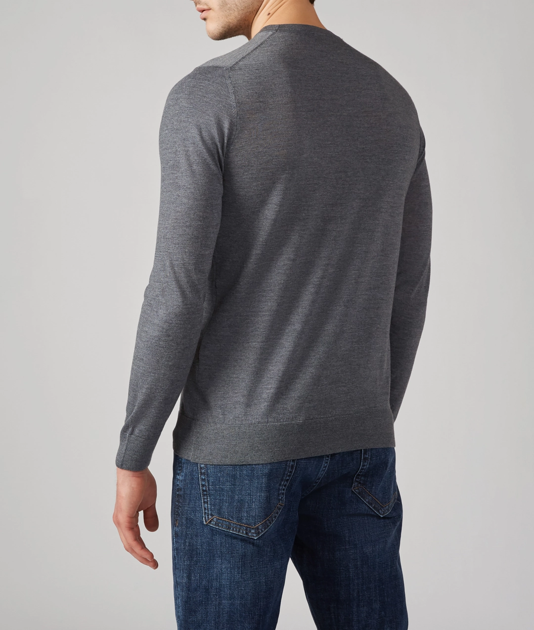 Crewneck Sweater in Virgin Wool Grey — photo 4 of 6